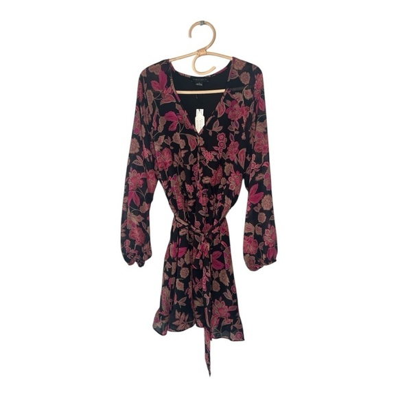 Sanctuary Floral Print V-Neck Long Sleeve Mini Dress Sensation Chiffon Dress - Picture 4 of 15